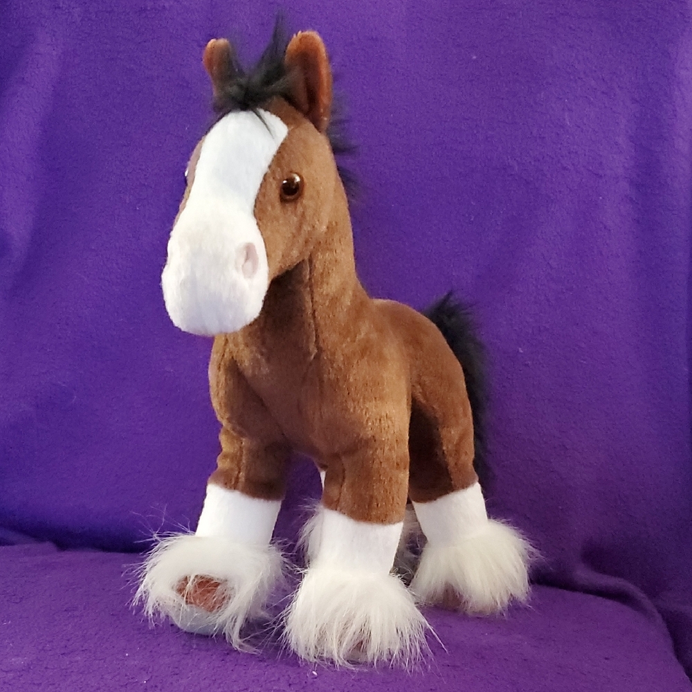 Wild Republic Clydesdale Horse Plush Brown & White 12" Stuffed Animal